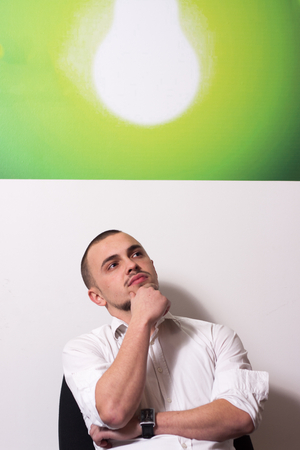 Portrait of call center agent at work in box officeの写真素材