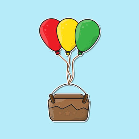 Color Full Ballon With Basket suitable for suitable for printed projects on clothes and paperのイラスト素材