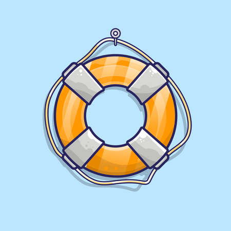 Lifebuoy cartoon vector illustration Premium Vectorのイラスト素材