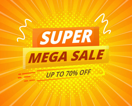 Super Mega Sale Banner Vector Illustrationのイラスト素材