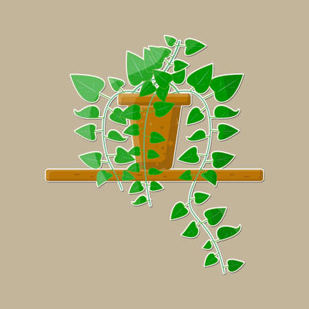 Sticker Potted Plant Vector Illustrationのイラスト素材