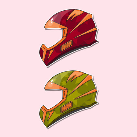 Motorcycle Helmet Isolated sticker Pro Vectorのイラスト素材