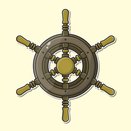 Antique wooden ship wheel Vectorのイラスト素材