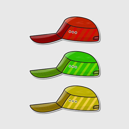 Baseball cap template set sticker  vectorのイラスト素材