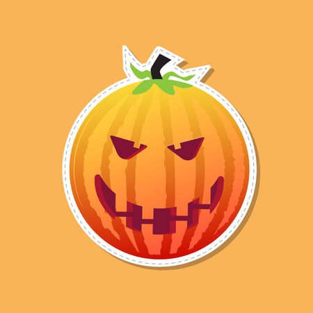 flat halloween pumpkin Sticker illustration Vectorのイラスト素材