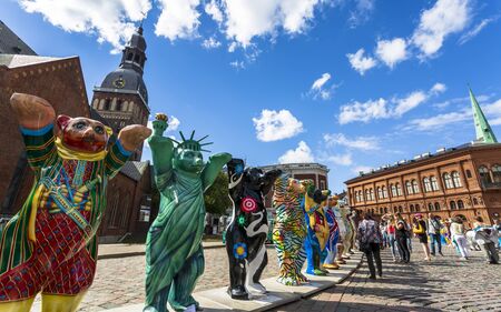 Dome Cathedral square, United Buddy Bears, The Art of Tolerance, Riga, Latvia, Baltic States, Europe