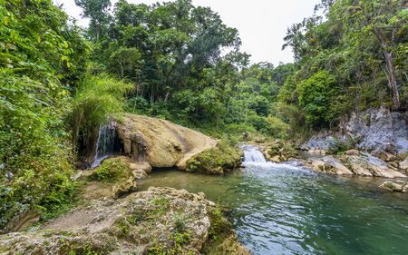 El Nicho waterfall, located in the Sierra del Escambray mountains not far from Cienfuegos, Cuba, West Indies, Caribbean, Central Americaの写真素材