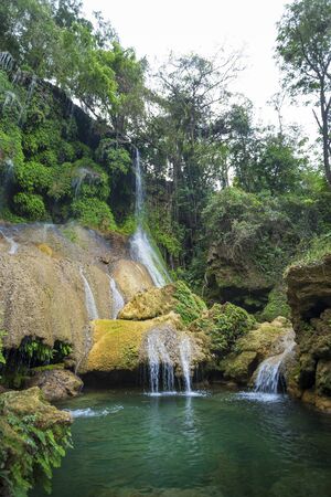 El Nicho waterfall, located in the Sierra del Escambray mountains not far from Cienfuegos, Cuba, West Indies, Caribbean, Central Americaの写真素材