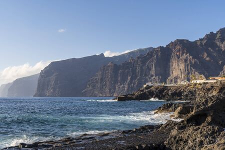 View of large cliffs in Europe, Spain, Canary Islands, Tenerifeの写真素材