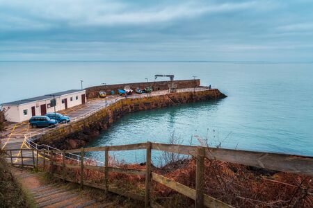 Jersey, Channel Islands - December 31 2018: Bouley Bay harbour, Jersey, U.K. 19th century small fishing port on the North of the island.のeditorial素材