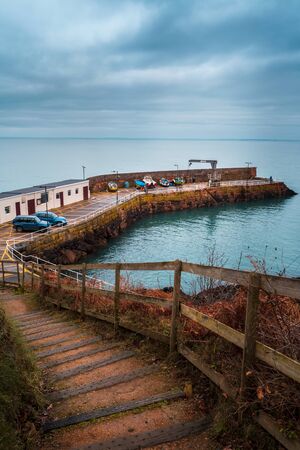 Jersey, Channel Islands - December 31 2018: Bouley Bay harbour, Jersey, U.K. 19th century small fishing port on the North of the island.のeditorial素材