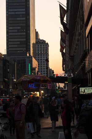 New York, USA - May 19 2015: Busy street in Manhattan, New York, United States of America, North Americaのeditorial素材