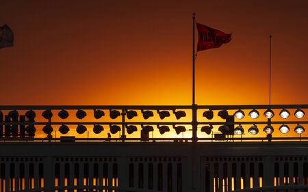 New York, USA - May 19 2015: Stunning sunset over The Yankee Stadium, The Bronx, New York, United States of America, North Americaのeditorial素材