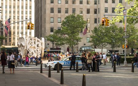 New York, USA - May 19 2015: NYPD near Rockefeller Center, Manhattan, New York City, United States of America, North Americaのeditorial素材