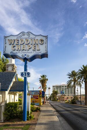Las Vegas, USA - May 21 2018: Graceland Wedding Chapel on Las Vegas Boulevard, The Strip, Las Vegas, Nevada, USA, North Americaのeditorial素材