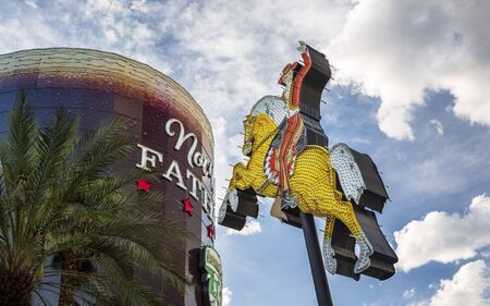 Las Vegas, USA - May 21 2018: Neon Cowboy, Fremont Street, Las Vegas, Nevada, United States of America, North Americaのeditorial素材
