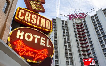 Las Vegas, USA - May 21 2018: Neon lights on the Fremont Street Experience, Downtown, Las Vegas, Nevada, USA, North Americaのeditorial素材