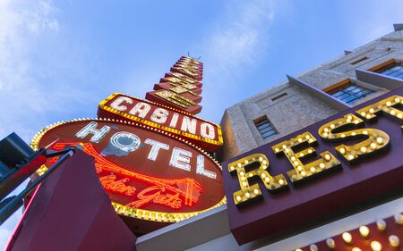 Las Vegas, USA - May 21 2018: Neon lights on the Fremont Street Experience, Downtown, Las Vegas, Nevada, USA, North Americaのeditorial素材