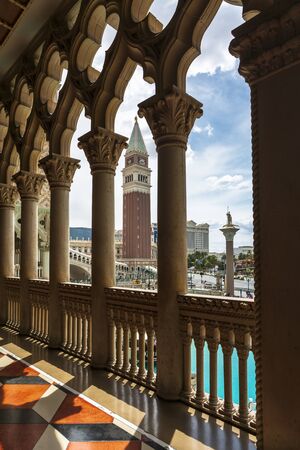 Las Vegas, USA - May 22 2018: View of canal from The Venetian Hotel and Casino, The Strip, Las Vegas Boulevard, Las Vegas, Nevada, USA, North Americaのeditorial素材
