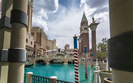 Las Vegas, USA - May 22 2018: View of canal from The Venetian Hotel and Casino, The Strip, Las Vegas Boulevard, Las Vegas, Nevada, USA, North Americaのeditorial素材