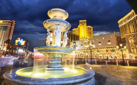 Las Vegas, USA - May 24 2018: The Venetian Hotel and Casino at night, The Strip, Las Vegas Boulevard, Las Vegas, Nevada, United States of America, North Americaのeditorial素材