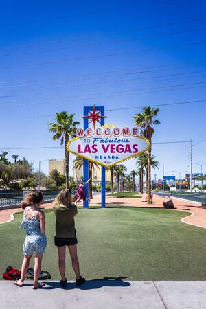 Las Vegas, USA - May 24 2018: View of Welcome to Fabulous Las Vegas sign on The Strip, Las Vegas Boulevard, Las Vegas, Nevada, USA, North Americaのeditorial素材