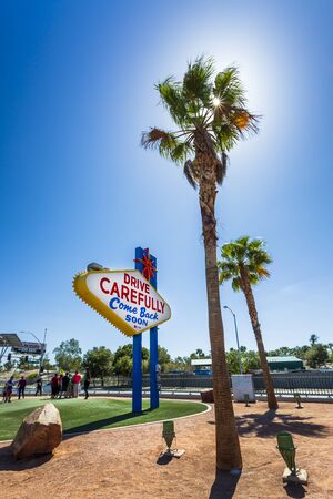 Las Vegas, USA - May 24 2018: View of Welcome to Fabulous Las Vegas sign on The Strip, Las Vegas Boulevard, Las Vegas, Nevada, USA, North Americaのeditorial素材
