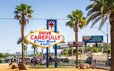 Las Vegas, USA - May 24 2018: View of Welcome to Fabulous Las Vegas sign on The Strip, Las Vegas Boulevard, Las Vegas, Nevada, USA, North Americaのeditorial素材