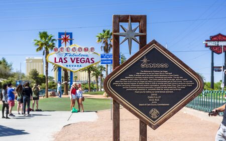 Las Vegas, USA - May 24 2018: View of Welcome to Fabulous Las Vegas sign on The Strip, Las Vegas Boulevard, Las Vegas, Nevada, USA, North Americaのeditorial素材