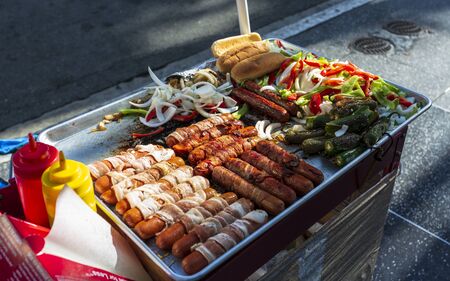 Hollywood, USA - May 28 2018: Street food on Hollywood Boulevard, Hollywood, Los Angeles, California, United States of America, North Americaのeditorial素材