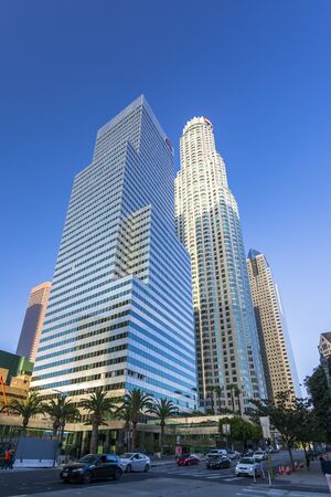 Los Angeles, USA - May 28 2018: Downtown financial district of Los Angeles city, California, United States of America, North Americaのeditorial素材