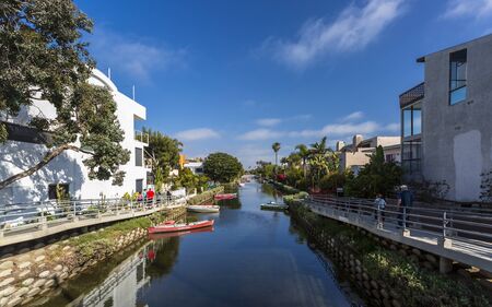 Venice Beach, USA - May 28 2018: Venice Canals, Venice Beach, Los Angeles, California, United States of America, North Americaのeditorial素材