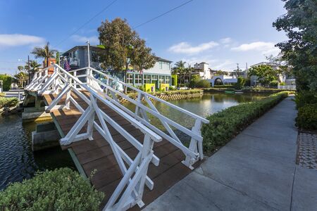 Venice Canals, Venice Beach, Los Angeles, California, United States of America, North Americaの写真素材