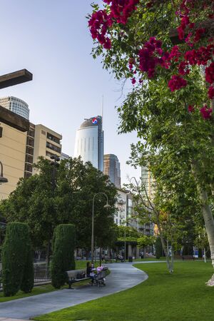 Los Angeles, USA - May 28 2018: Grand Hope Park, Downtown financial district of Los Angeles city, California, United States of America, North Americavのeditorial素材