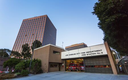 Los Angeles, USA - May 28 2018: Los Angeles City Fire Department, Downtown financial district of Los Angeles city, California, United States of America, North Americavのeditorial素材