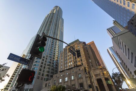 Los Angeles, USA - May 28 2018: Downtown financial district of Los Angeles city, California, United States of America, North Americaのeditorial素材