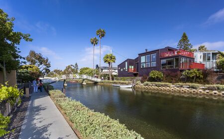 Venice Beach, USA - May 28 2018: Venice Canals, Venice Beach, Los Angeles, California, United States of America, North Americaのeditorial素材