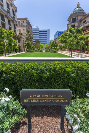 Beverly Hills, USA - May 28 2018: Beverly Canon Gardens, Beverly Hills, Los Angeles, California, United States of America, North Americaのeditorial素材