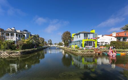 Venice Beach, USA - May 28 2018: Venice Canals, Venice Beach, Los Angeles, California, United States of America, North Americaのeditorial素材