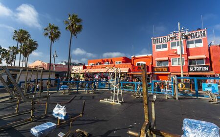 Venice Beach, USA - May 28 2018: Muscle beach. Venice Beach, Los Angeles, California, United States of America, North Americaのeditorial素材