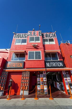 Venice Beach, USA - May 28 2018: Muscle beach. Venice Beach, Los Angeles, California, United States of America, North Americaのeditorial素材