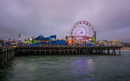 Santa Monica, USA - May 28 2018: Santa Monica Pier, Pacific Park, Beach, Santa Monica, Los Angeles, California, United States of America, North Americaのeditorial素材