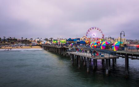 Santa Monica, USA - May 28 2018: Santa Monica Pier, Pacific Park, Beach, Santa Monica, Los Angeles, California, United States of America, North Americaのeditorial素材