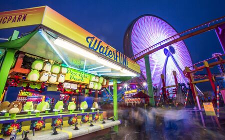 Santa Monica, USA - May 28 2018: Santa Monica Pier, Pacific Park, Beach, Santa Monica, Los Angeles, California, United States of America, North Americaのeditorial素材