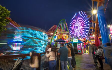 Santa Monica, USA - May 28 2018: Santa Monica Pier, Pacific Park, Beach, Santa Monica, Los Angeles, California, United States of America, North Americaのeditorial素材