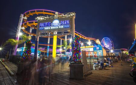 Santa Monica, USA - May 28 2018: Santa Monica Pier, Pacific Park, Beach, Santa Monica, Los Angeles, California, United States of America, North Americaのeditorial素材