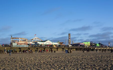 Santa Monica, USA - May 28 2018: Santa Monica Pier, Pacific Park, Beach, Santa Monica, Los Angeles, California, United States of America, North Americaのeditorial素材