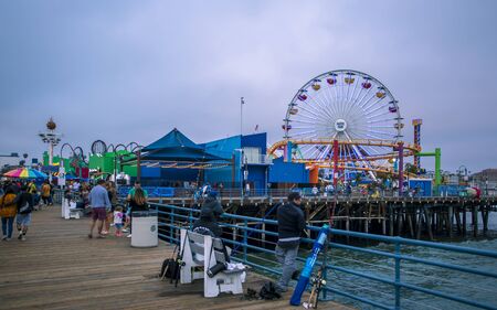 Santa Monica, USA - May 28 2018: Santa Monica Pier, Pacific Park, Beach, Santa Monica, Los Angeles, California, United States of America, North Americaのeditorial素材