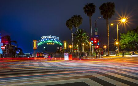 Santa Monica, USA - May 28 2018: Santa Monica Pier, Pacific Park, Beach, Santa Monica, Los Angeles, California, United States of America, North Americaのeditorial素材