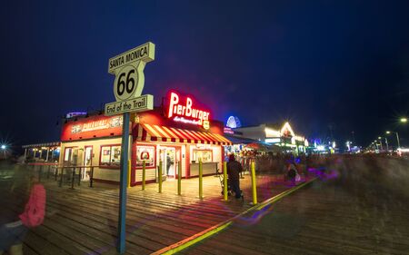 Santa Monica, USA - May 28 2018: Santa Monica Pier, Pacific Park, Beach, Santa Monica, Los Angeles, California, United States of America, North Americaのeditorial素材